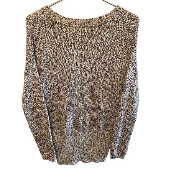 RD Style Grey Cream Speckled Long Sleeve Tight Knit Sweater Zipper Detail Size M - Picture 2 of 7